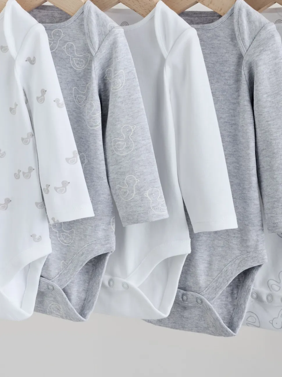 Gris - Lot de 5 bodys bébé à manches longues