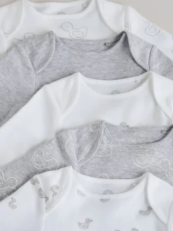 Gris - Lot de 5 bodys bébé à manches longues