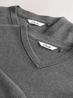 Gris - Lot de 2 pulls Clarks unisexes en maille pour l’école