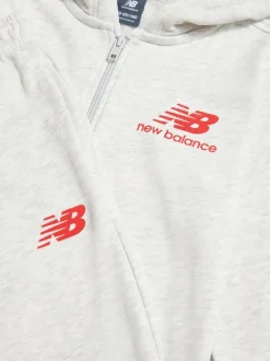 Gris - New Balance French terry Ensemble sweat à capuche et joggings zippé à logo empilé