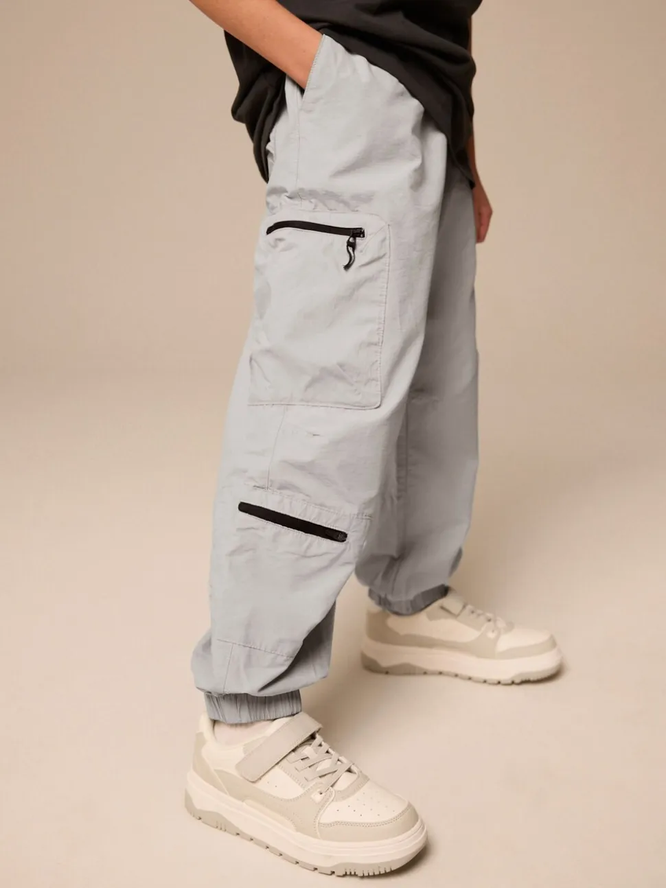 Gris - Pantalon à poche zippée Cargos (3-16ans)