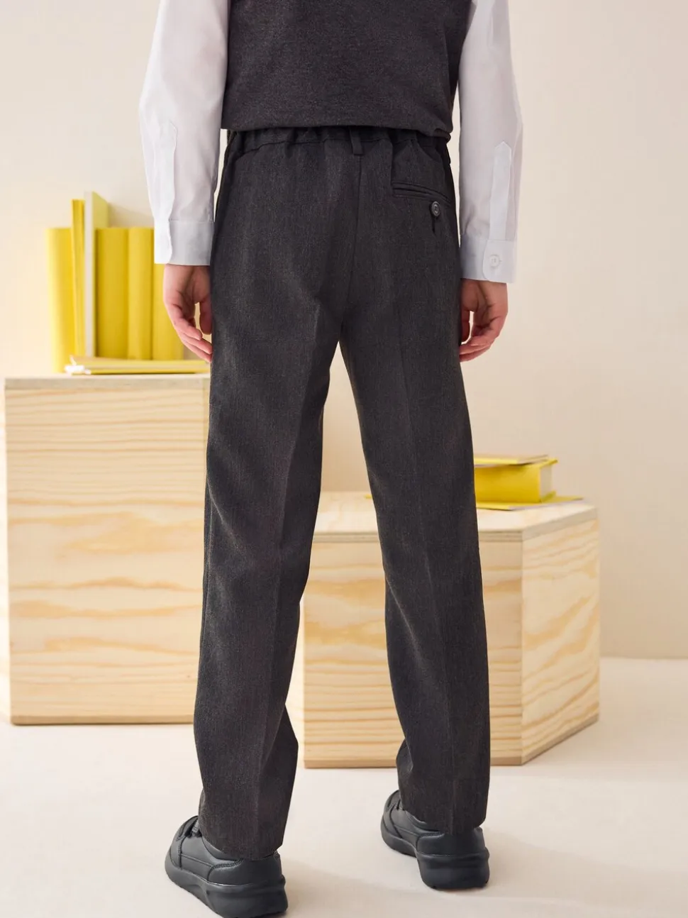 Gris - Pantalon scolaire à plis (3-17ans)