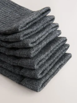 Gris - Paquet de chaussettes en coton riche côtelé 7