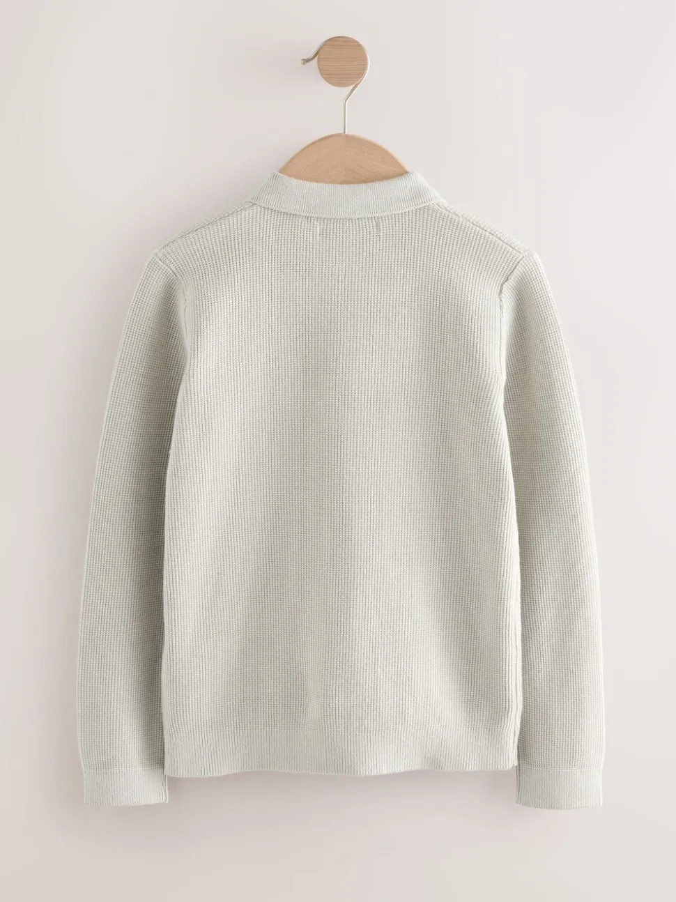 Gris - Polo en maille à manches longues et col zippé (3-16ans)