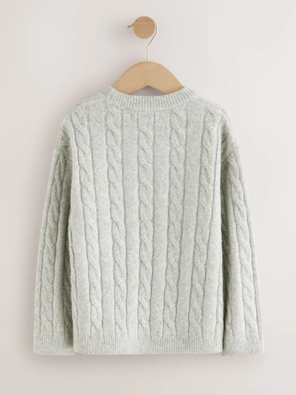 Gris - Pull à col rond en maille torsadée (3-16ans)