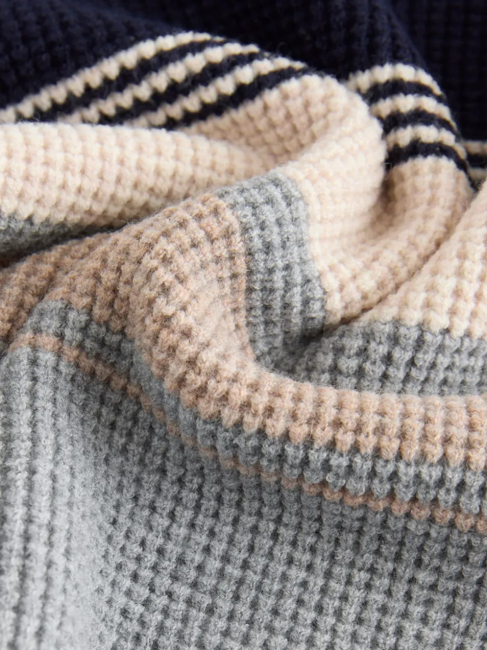 Gris - Pull color block rayé en maille à col ras du cou (3-16ans)