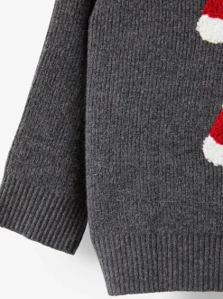 Gris - Pull en coton sur maille