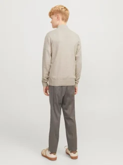 Gris - Pull JACK & JONES Junior en maille à col zippé