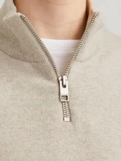 Gris - Pull JACK & JONES Junior en maille à col zippé