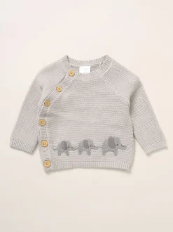 Gris - Rock-A-Bye Baby Boutique Ensemble cardigan et pantalon à pieds en maille véritable éléphant