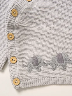 Gris - Rock-A-Bye Baby Boutique Ensemble cardigan et pantalon à pieds en maille véritable éléphant