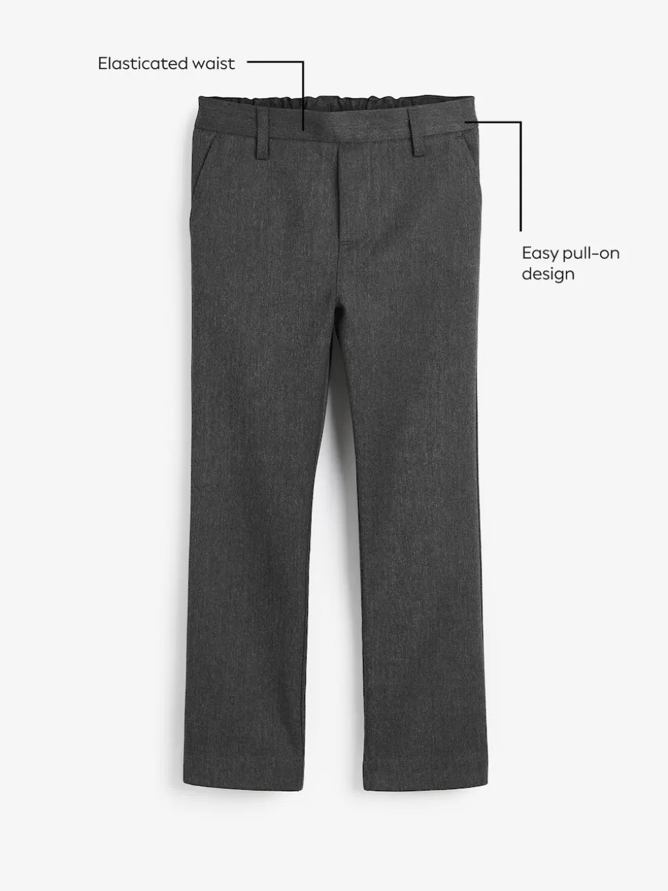 Gris - School Pull On Waist Straight Trousers (3-17yrs)