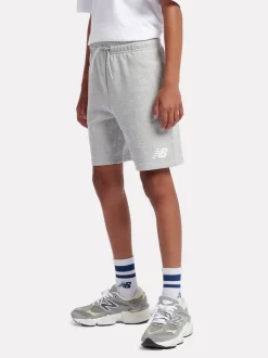 Gris - Short en coton New Balance French terry à logo empilé