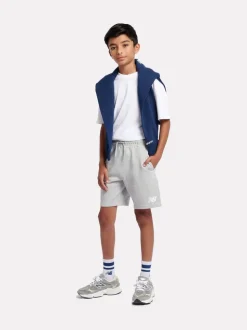 Gris - Short en coton New Balance French terry à logo empilé