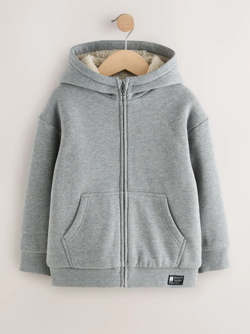 Gris - Sweat à capuche zippé en polaire Borg (3-16ans)