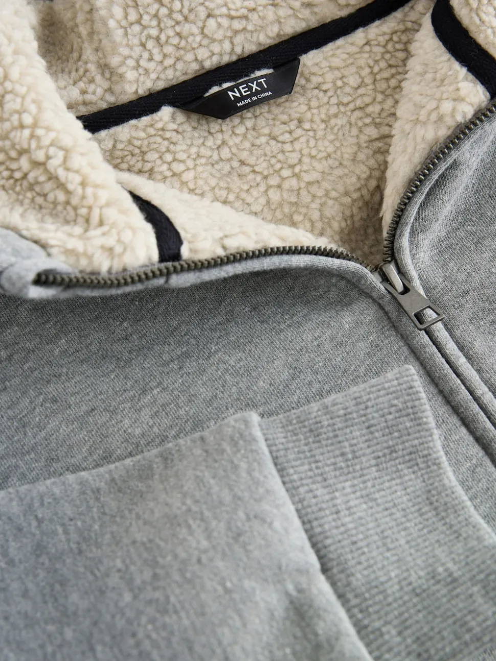 Gris - Sweat à capuche zippé en polaire Borg (3-16ans)