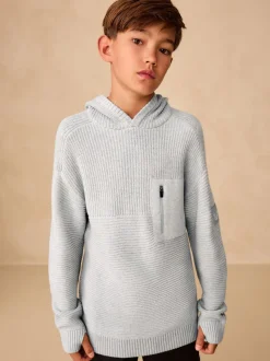 Gris - Sweat-shirt à capuche en maille utilitaire (3-16ans)