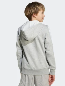 Gris - Sweat-shirt à capuche adidas Essentials zippé pour enfant