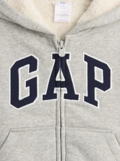 Gris - Sweat-shirt à capuche zippé en sherpa moelleux avec Gap logo (6mois5ans)