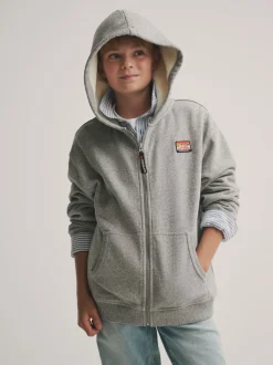 Gris - Sweat-shirt à capuche Superdry zippé