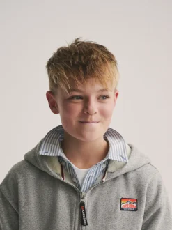 Gris - Sweat-shirt à capuche Superdry zippé