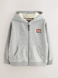 Gris - Sweat-shirt à capuche Superdry zippé