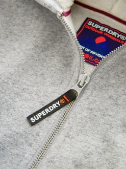 Gris - Sweat-shirt à capuche Superdry zippé