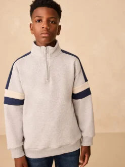 Gris - Sweat-shirt Color-block à Col cheminée (3-16ans)