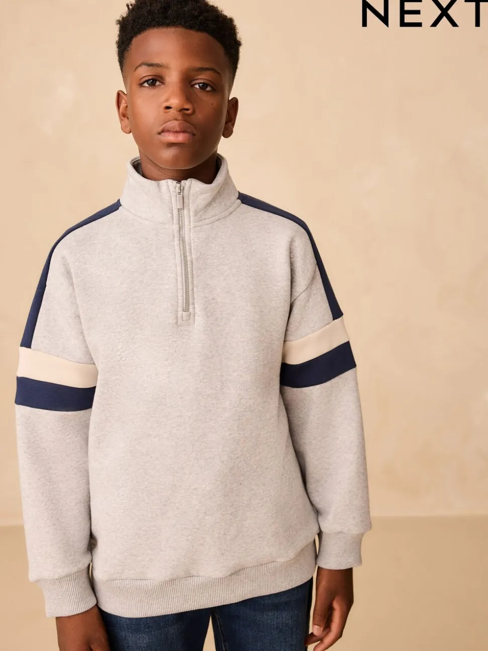 Gris - Sweat-shirt Color-block à Col cheminée (3-16ans)