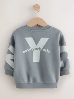 Gris - Sweat-shirt en jersey à col rond imprimé au dos (3mois7ans)