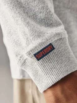 Gris - T-shirt Superdry Henley à manches longues