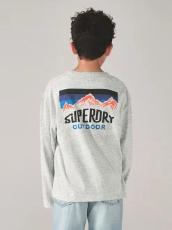 Gris - T-shirt Superdry manches longues