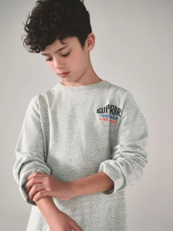 Gris - T-shirt Superdry manches longues