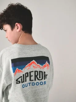 Gris - T-shirt Superdry manches longues