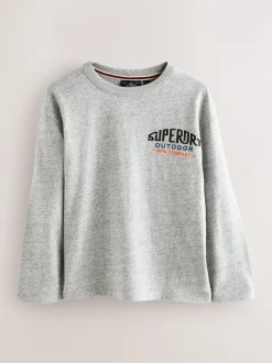 Gris - T-shirt Superdry manches longues