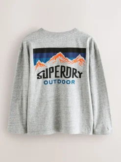 Gris - T-shirt Superdry manches longues