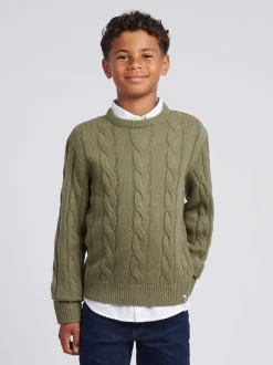 Gris - U.S. Polo Assn. Pull col rond garçons en maille torsadée