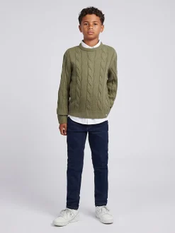 Gris - U.S. Polo Assn. Pull col rond garçons en maille torsadée