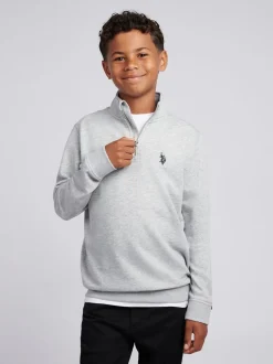 Gris - U.S. Polo Assn. Sweat-shirt Double Horsemen ¼ zippé