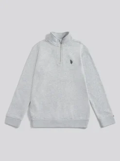 Gris - U.S. Polo Assn. Sweat-shirt Double Horsemen ¼ zippé