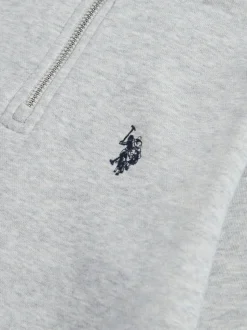 Gris - U.S. Polo Assn. Sweat-shirt Double Horsemen ¼ zippé