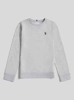 Gris - U.S. Polo Assn. Sweat-shirt à col rond Double Horsemen