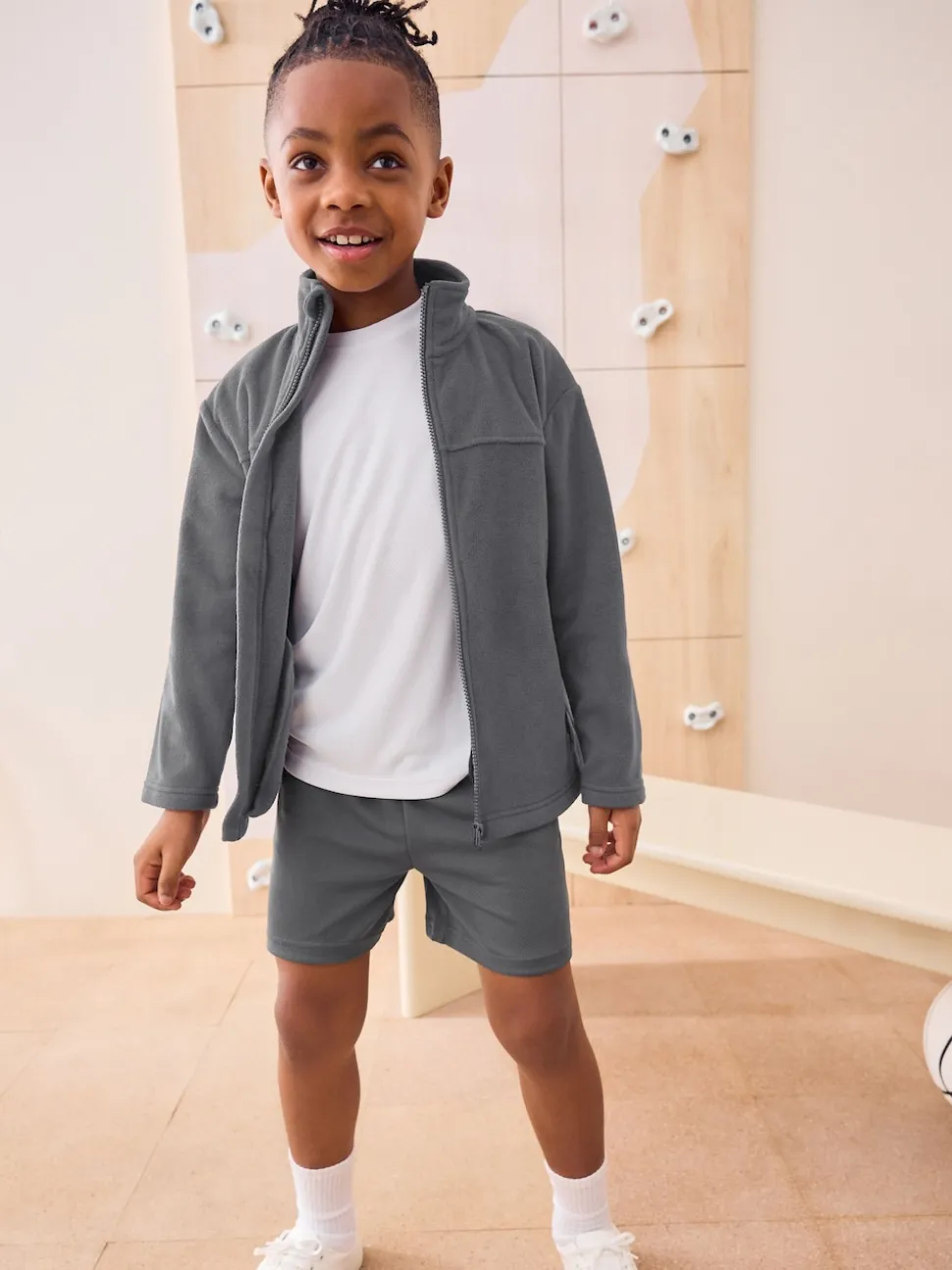 Gris - Veste polaire zippée avec poches (3-16ans)