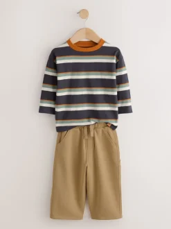 Gris anthracite rayé - Ensemble T-shirt à manches longues et jogging (3mois-7ans)