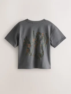 Gris anthracite/léopard - T-shirt smALLSAINTS oversize à logo Orlando et Col rond