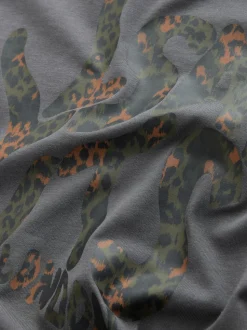 Gris anthracite/léopard - T-shirt smALLSAINTS oversize à logo Orlando et Col rond