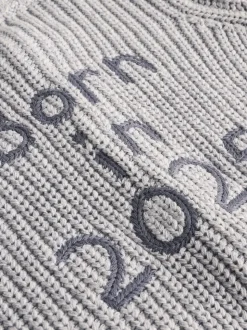 Gris Born In 2025 - Cardigan en tricot pour bébé 100% coton