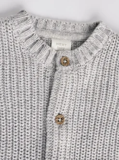 Gris Born In 2025 - Cardigan en tricot pour bébé 100% coton