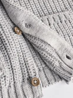 Gris Born In 2025 - Cardigan en tricot pour bébé 100% coton