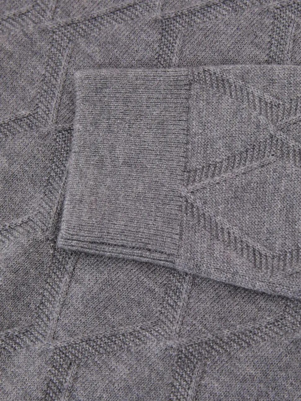 Gris chiné - Pull Reiss Mansion à col rond et losanges